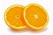 Slice ripe orange citrus fruit isolated on white. Generative AI