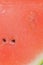 Slice of ripe watermelon in water. Close-up of watermelon in liquid with bubbles. Ripe red melon in sparkling water