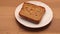 Slice of rye bread on plate kitchen table