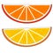 slice and segment of juicy orange and lemon. Fresh cartoon citrus fruits