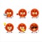 Slice of tamarillo cartoon character with various types of business emoticons