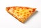 Slice of tasty margarita four cheese pizza on white.Macro.AI Generative