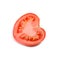 Slice of tomato of shape heart isolated