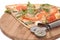 SLICE VEGETARIAN RUCOLA TOMATO PIZZA WOODEN BOARD