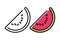 Slice of watermelon line icon on white background.