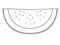 A slice of watermelon. Sliced watermelon with pits and peel. A semicircular slice of watermelon is a vector linear picture