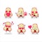Slice of watter apple cartoon character with love cute emoticon