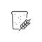 Slice of a wheat bread line icon