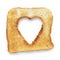 Slice of white bread heart shape