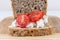 Slice of wholemeal bread with cottage cheese and cherry tomatoes