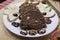 Sliced apple cinnamon bread with decorations on wooden table. Made from apples, sugar, oil, eggs, flour. Homemade apple loaf cake