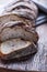 Sliced artisan bread loaf