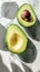 Sliced avocado on plain background