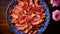 Sliced Bacon On Blue Plate: A Whimsical Still-life In Rural China