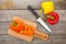 Sliced bell pepper on cutting board