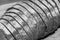 Sliced bread loaf, - abstract monochrome texture and pattern in