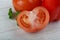 Sliced bright tomato