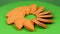 Sliced butternut squash Cucurbita moschata, butternut pumpkin or guitar gramma isolated on green. Side view.