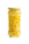 Sliced canned bamboo shoots in jar