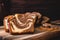 Sliced Cinnamon Swirl Sweet Bread on a Wooden Board