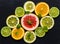 Sliced citrus fruits