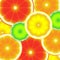 Sliced citrus fruits colorful bright background