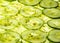 A sliced cucumber close up