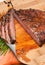 Sliced Flank Steak, Asparagus and Salmon