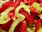 Sliced fresh colored peppers