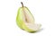 Sliced fresh juicy pear over white