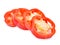 Sliced of fresh sweet red pepper(Bell pepper) isolated on white