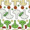 Sliced frozen vegetables seamless pattern