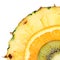 Sliced Fruits. Kiwi, Pineapple, Orange. Macro.