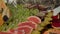 Sliced fruits on the table close up.