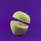 Sliced green apple floating on trendy lavender background