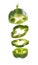 Sliced green bell pepper. Flying rings