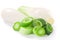 Sliced  Green leek with stem and bulbs isolated w clipping paths