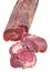 Sliced horse meat sausage kazy close up isolated
