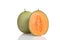 Sliced hybrid cantaloupe honeydew melon