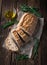 Sliced italian bread Ciabatta with rosemary