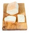 Sliced italian Taleggio cheese on board isolated