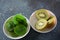 Sliced kiwi fruit  in pieces  fresh and dried