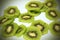 Sliced kiwis on a white background