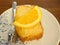 sliced lemon cake on porcelain plate
