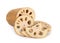 Sliced Lotus root isolated on the white background