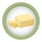 Sliced Margarine block. Baking ingredient butter stick.