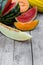 Sliced melons topview
