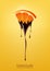 Sliced orange dipped in melting dark chocolate, fruit, fondue recipe concept, transparent, Vector illustration