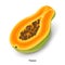 Sliced papaya cartoon vector illustration. Organic food, sweet dessert, ripe tropical fruit. Half papaya with seeds