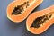 Sliced papaya close up